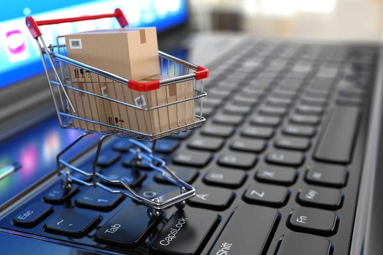 Shopping trolley representing an e-commerce website