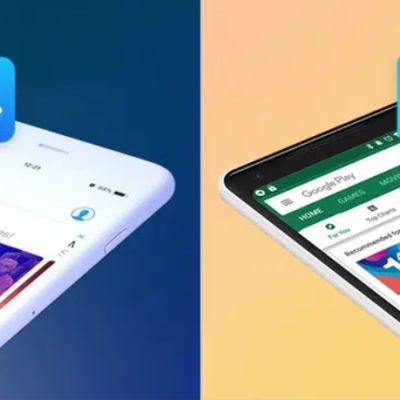 Imagen comparativa de Google Play Store y App Store