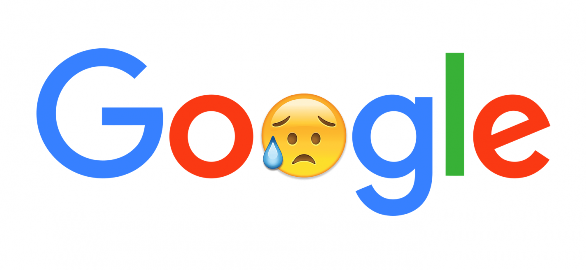 imagen del logo de Google con emoji triste