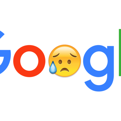 imagen del logo de Google con emoji triste