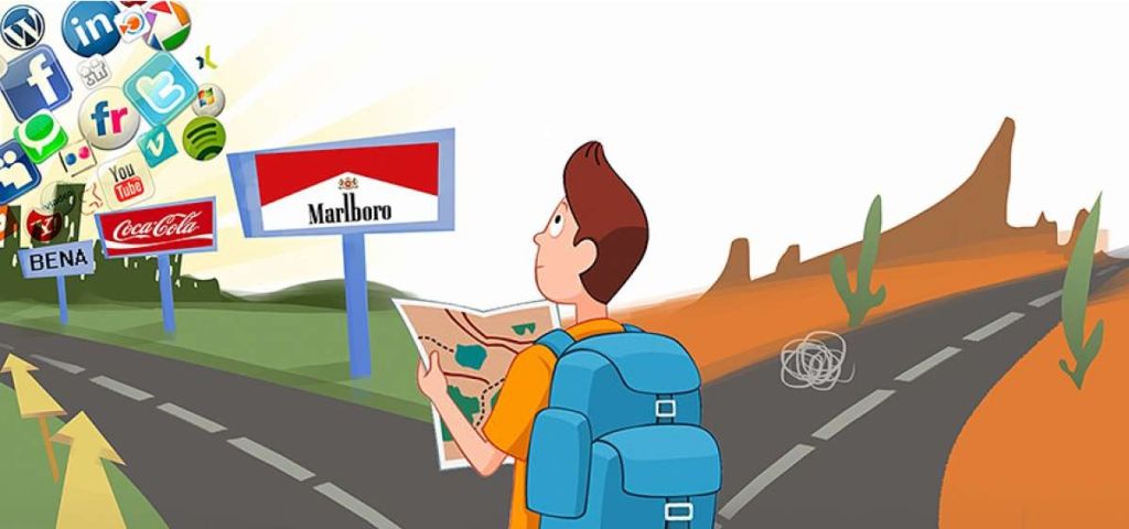 dibujo de vallas publicitarias en una carretera.