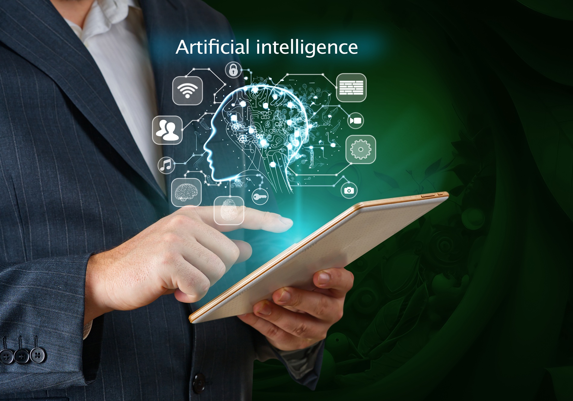Professional using artificial intelligence for online research