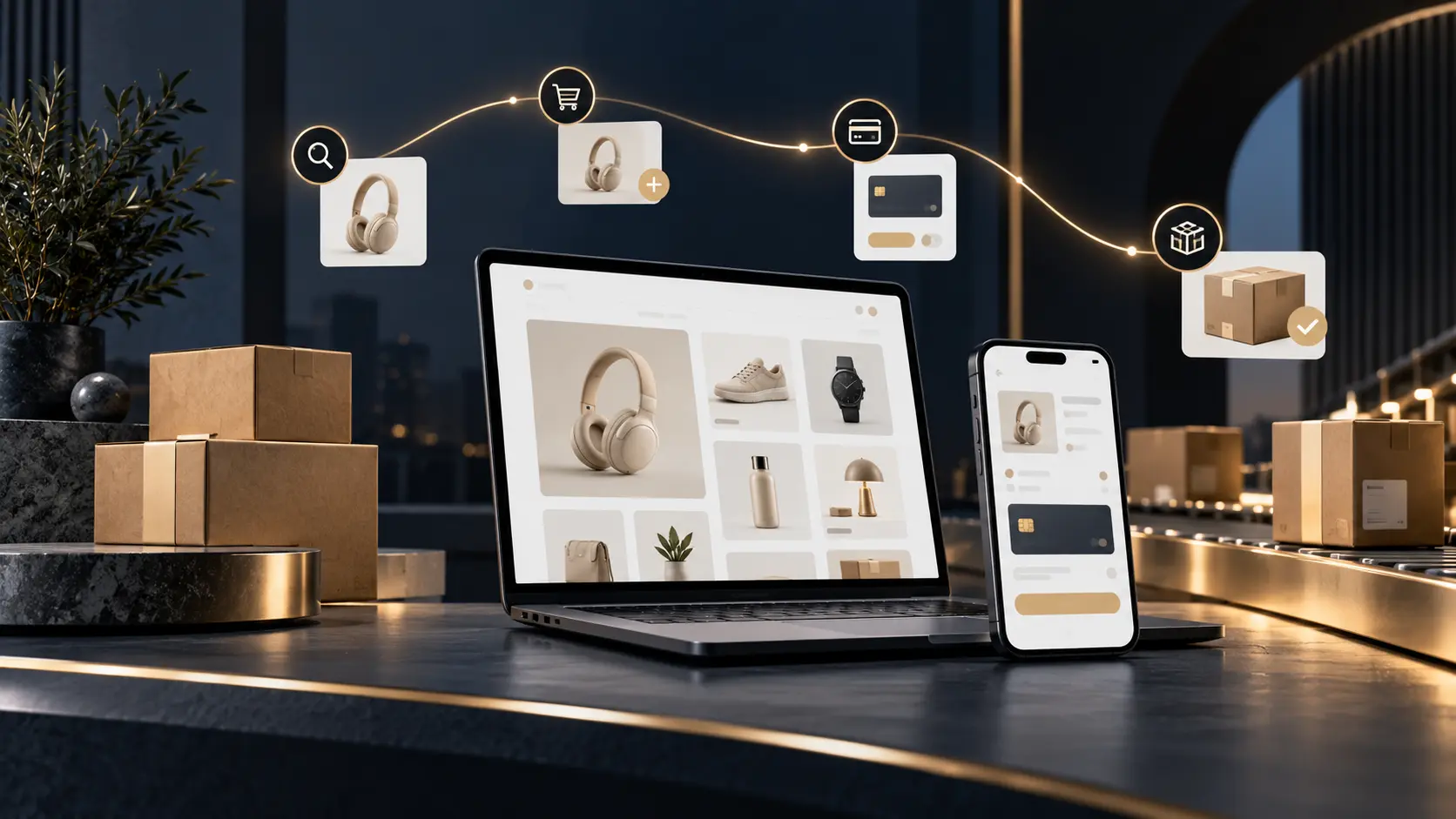 Professional ecommerce website with catalogue, checkout and order management